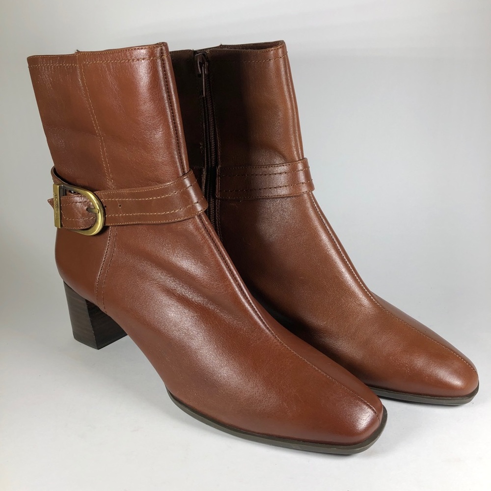 Ann Klein Women’s Leather Booties Brown 8.5